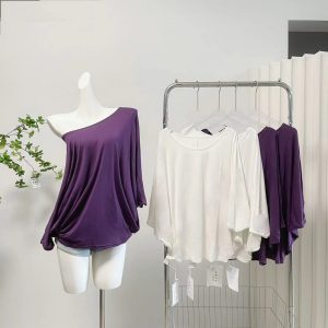 M900 Women Loose Fit Short Sleeve T-Shirt 2024 Summer Sweet Solid Color