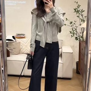 Trending Knit Top and Slimming Jeans Set